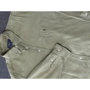 Ralph Lauren Yarmouth Men's Button-Up Shirt Olive Green Pony Logo Size 17 34/35